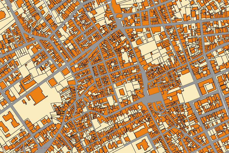 Cadastral map of the centre of Taurisano: parcels and buildings, Agenzia delle Entrate cartography