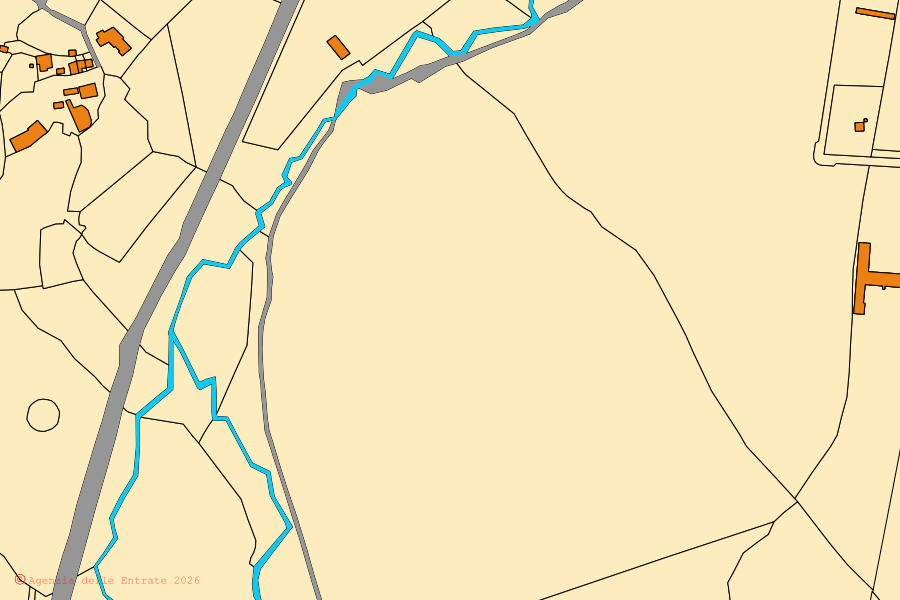 Cadastral map of the centre of Tergu: parcels and buildings, Agenzia delle Entrate cartography