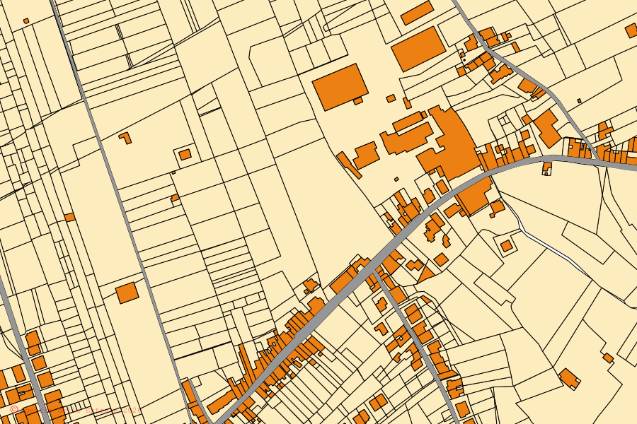 Cadastral map of the centre of Terme Vigliatore: parcels and buildings, Agenzia delle Entrate cartography