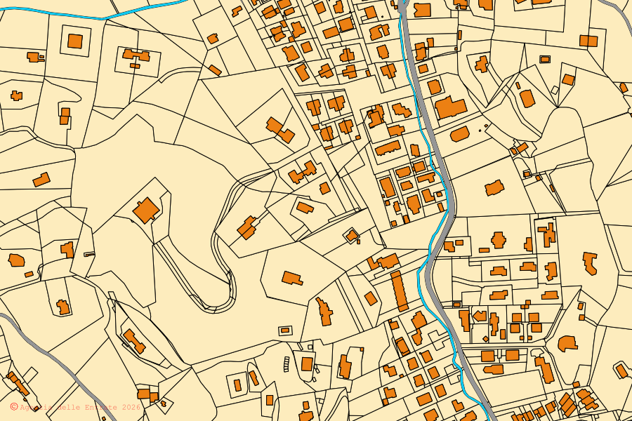 Cadastral map of the centre of Terni: parcels and buildings, Agenzia delle Entrate cartography