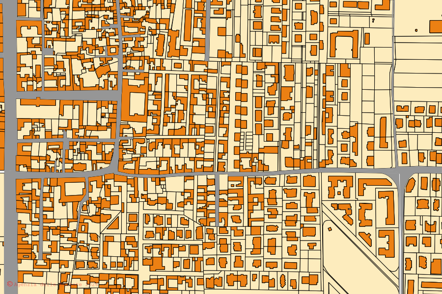 Cadastral map of the centre of Teverola: parcels and buildings, Agenzia delle Entrate cartography