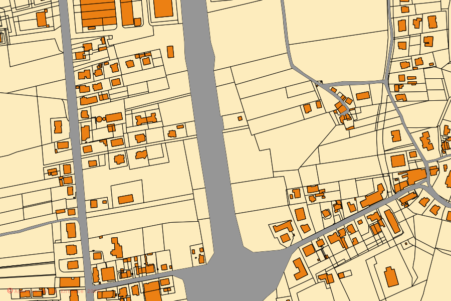 Cadastral map of the centre of Todi: parcels and buildings, Agenzia delle Entrate cartography