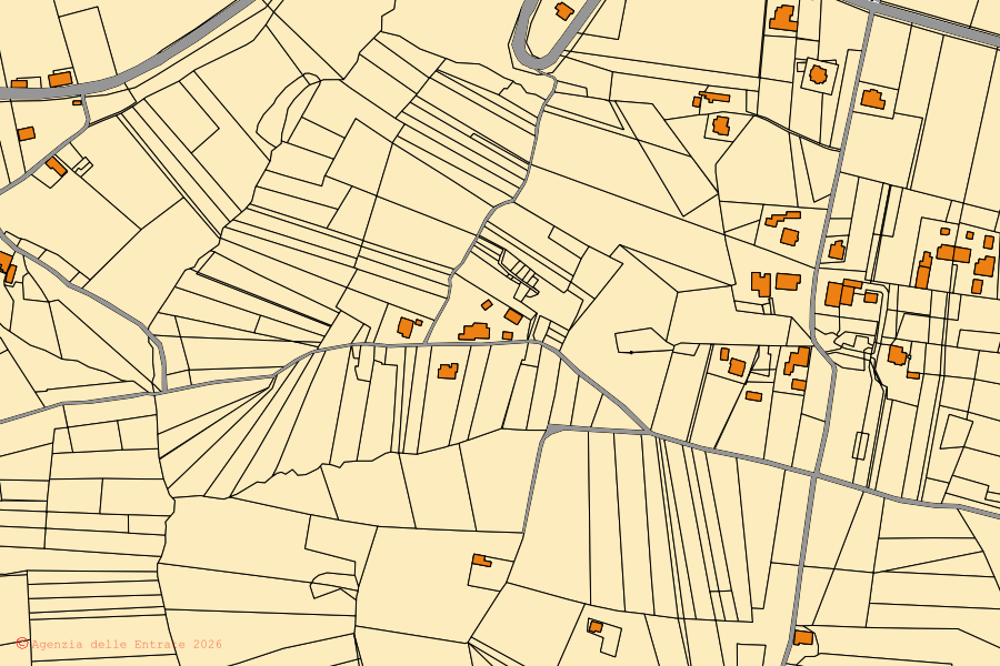Cadastral map of the centre of Torano Nuovo: parcels and buildings, Agenzia delle Entrate cartography
