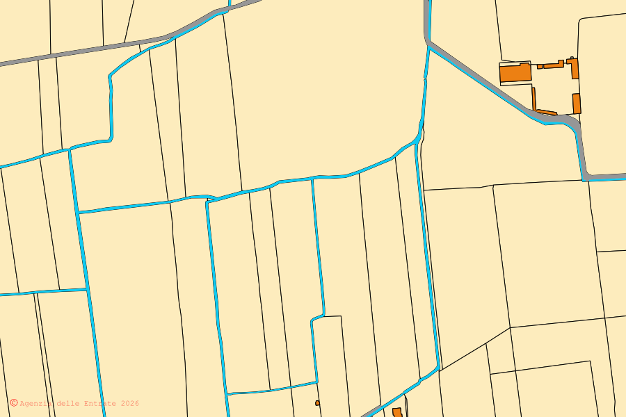Cadastral map of the centre of Torre Pallavicina: parcels and buildings, Agenzia delle Entrate cartography