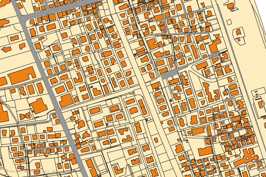 Cadastral map of the centre of Tortoreto: parcels and buildings, Agenzia delle Entrate cartography