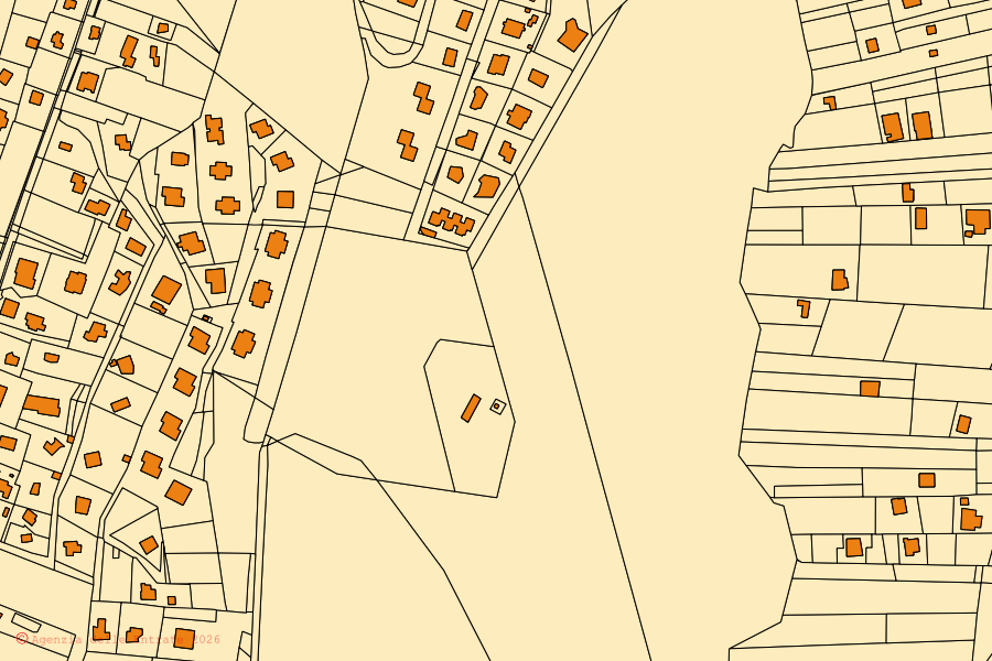 Cadastral map of the centre of Trabia: parcels and buildings, Agenzia delle Entrate cartography