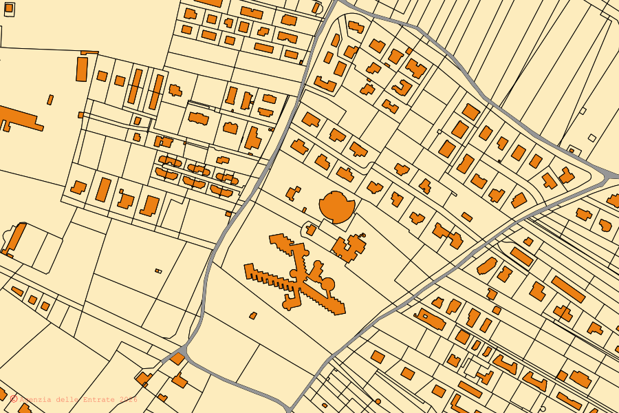 Cadastral map of the centre of Trani: parcels and buildings, Agenzia delle Entrate cartography