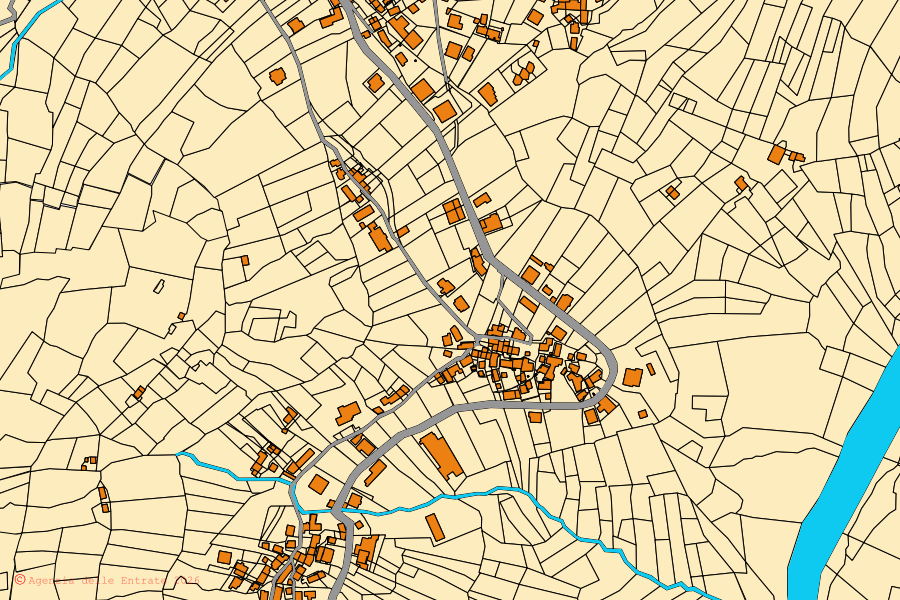 Cadastral map of the centre of Traves: parcels and buildings, Agenzia delle Entrate cartography
