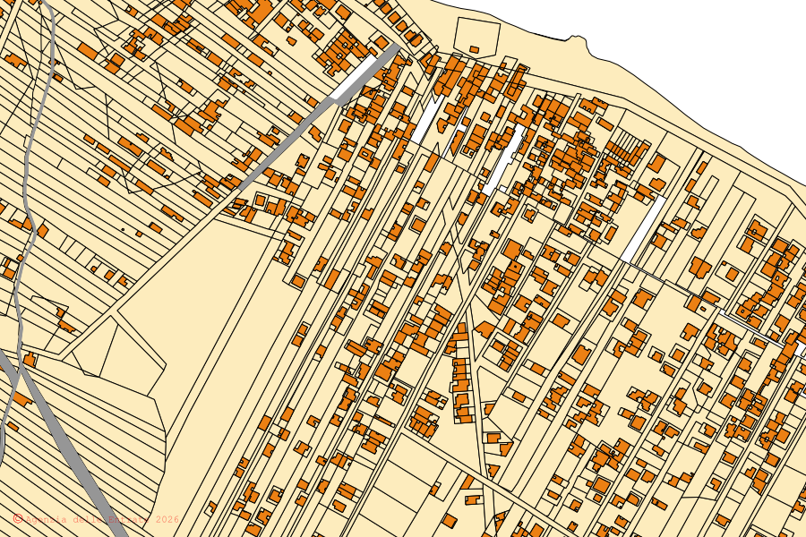 Cadastral map of the centre of Trepuzzi: parcels and buildings, Agenzia delle Entrate cartography