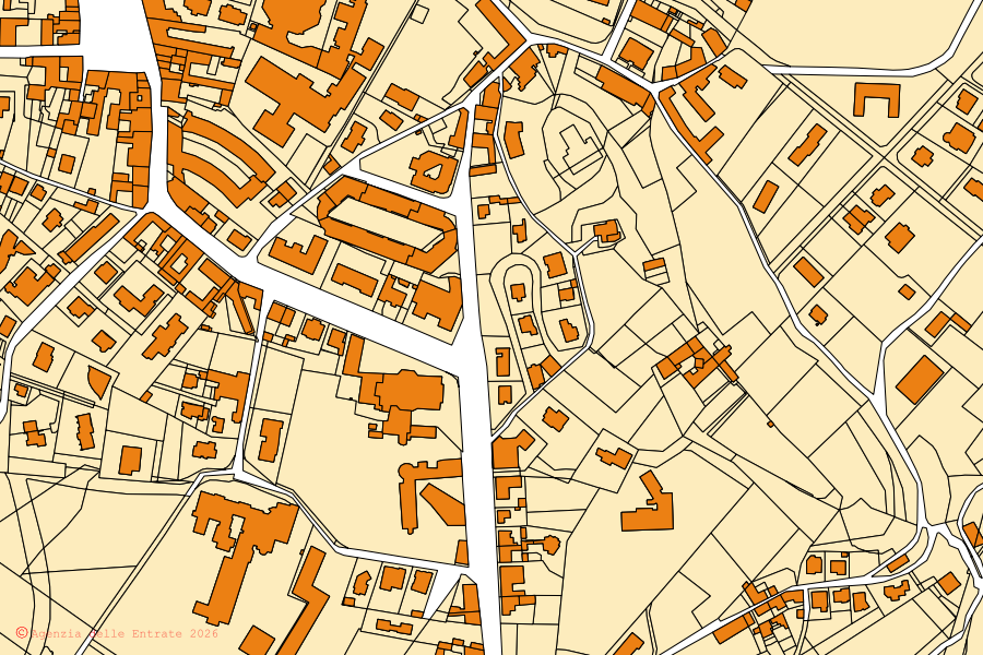 Cadastral map of the centre of Trescore Balneario: parcels and buildings, Agenzia delle Entrate cartography