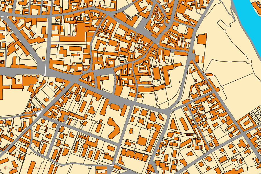 Cadastral map of the centre of Trezzo sull'Adda: parcels and buildings, Agenzia delle Entrate cartography