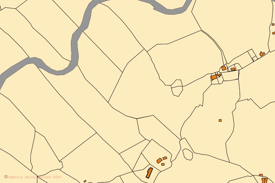 Cadastral map of the centre of Trinità d'Agultu e Vignola: parcels and buildings, Agenzia delle Entrate cartography