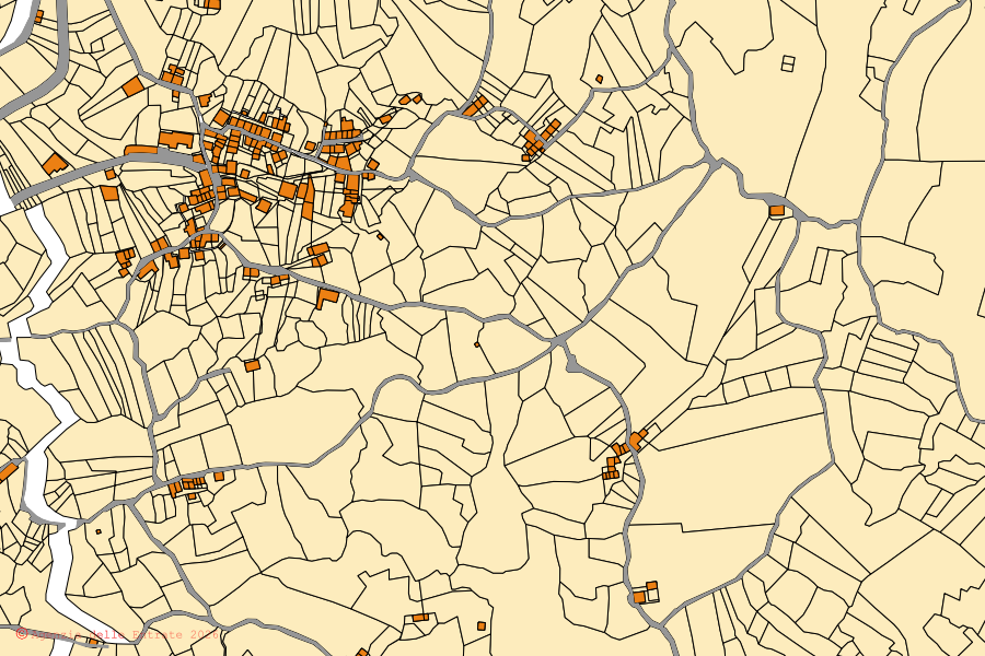 Cadastral map of the centre of Tripi: parcels and buildings, Agenzia delle Entrate cartography