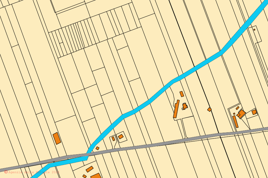 Cadastral map of the centre of Troia: parcels and buildings, Agenzia delle Entrate cartography