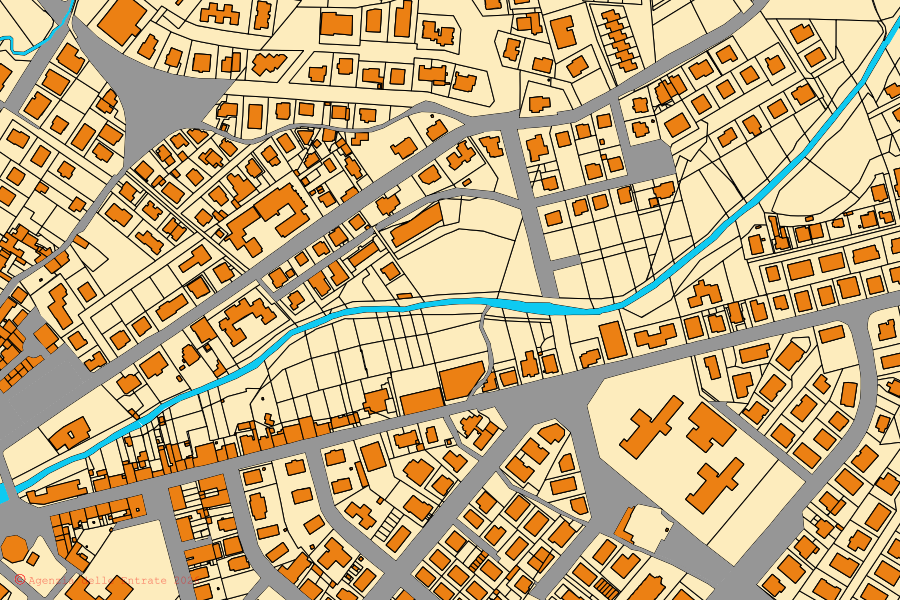 Cadastral map of the centre of Umbertide: parcels and buildings, Agenzia delle Entrate cartography