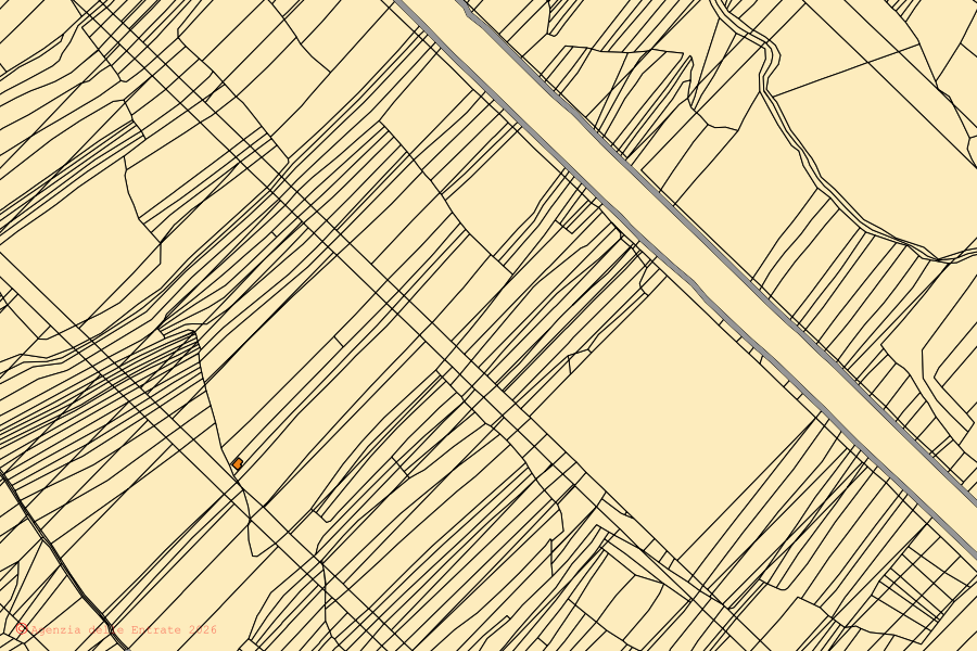 Cadastral map of the centre of Uras: parcels and buildings, Agenzia delle Entrate cartography