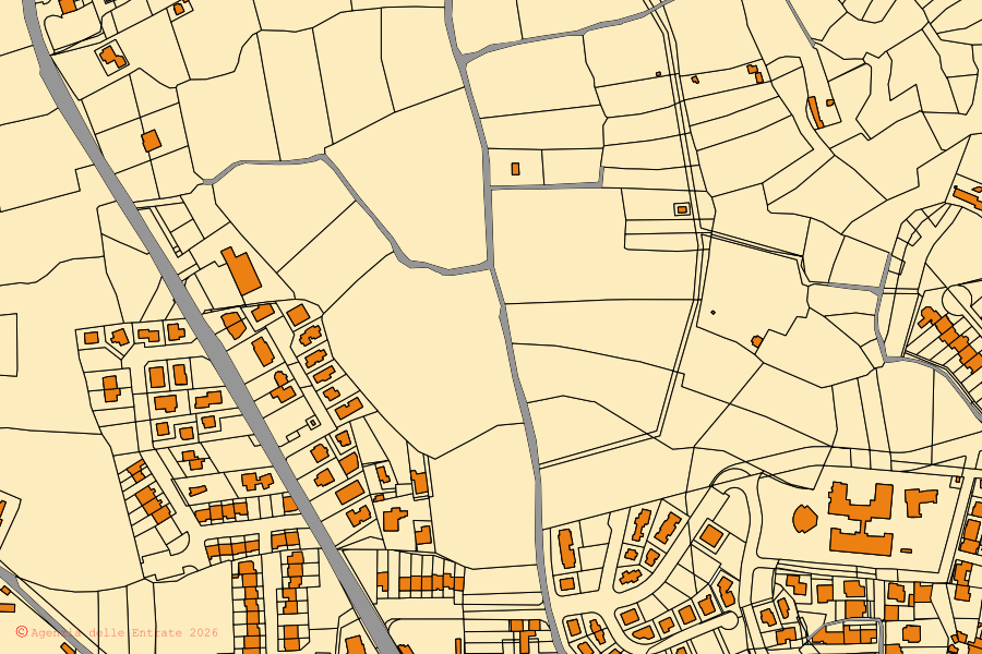 Cadastral map of the centre of Usini: parcels and buildings, Agenzia delle Entrate cartography