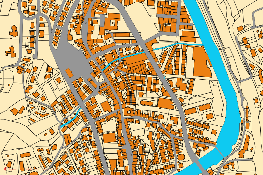 Cadastral map of the centre of Vaiano: parcels and buildings, Agenzia delle Entrate cartography
