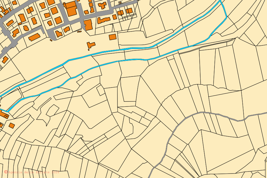 Cadastral map of the centre of Val Liona: parcels and buildings, Agenzia delle Entrate cartography