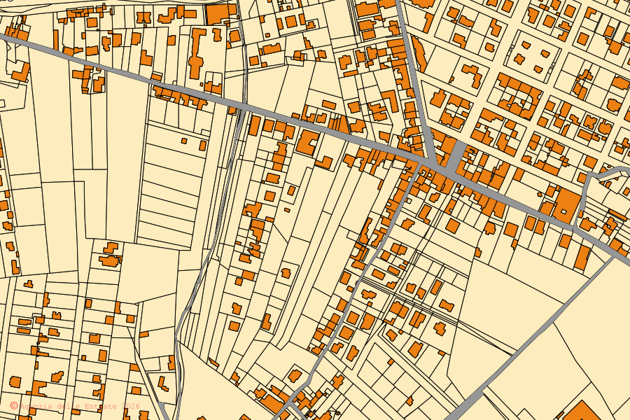 Cadastral map of the centre of Valderice: parcels and buildings, Agenzia delle Entrate cartography