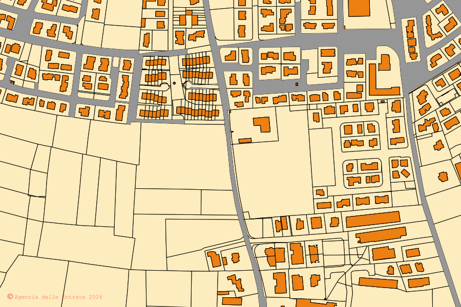 Cadastral map of the centre of Valeggio sul Mincio: parcels and buildings, Agenzia delle Entrate cartography
