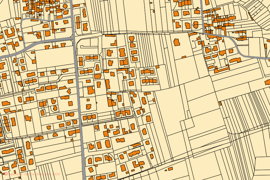 Cadastral map of the centre of Varallo Pombia: parcels and buildings, Agenzia delle Entrate cartography