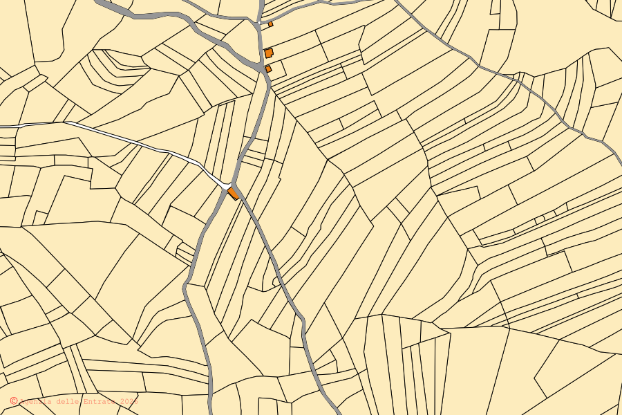Cadastral map of the centre of Varzi: parcels and buildings, Agenzia delle Entrate cartography