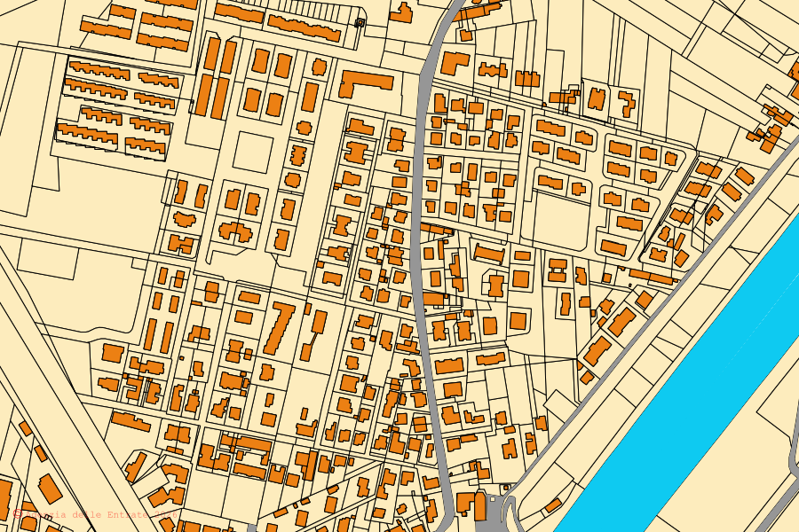 Cadastral map of the centre of Vecchiano: parcels and buildings, Agenzia delle Entrate cartography