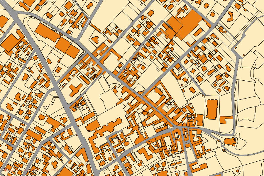 Cadastral map of the centre of Verano Brianza: parcels and buildings, Agenzia delle Entrate cartography