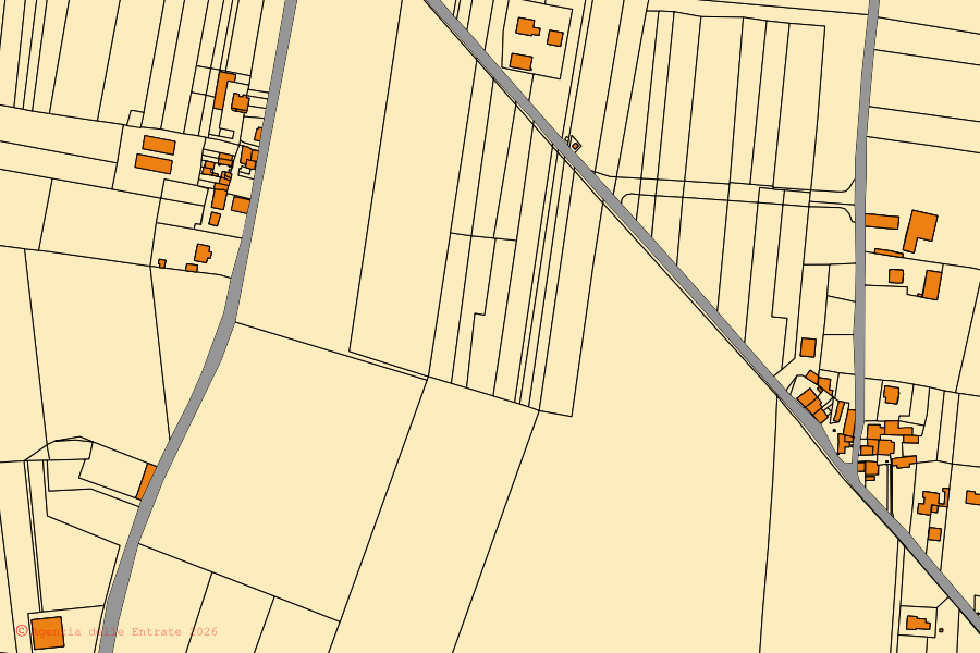 Cadastral map of the centre of Verretto: parcels and buildings, Agenzia delle Entrate cartography