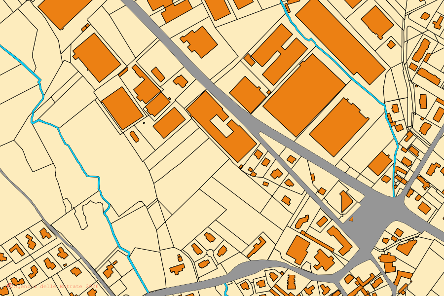 Cadastral map of the centre of Verrone: parcels and buildings, Agenzia delle Entrate cartography