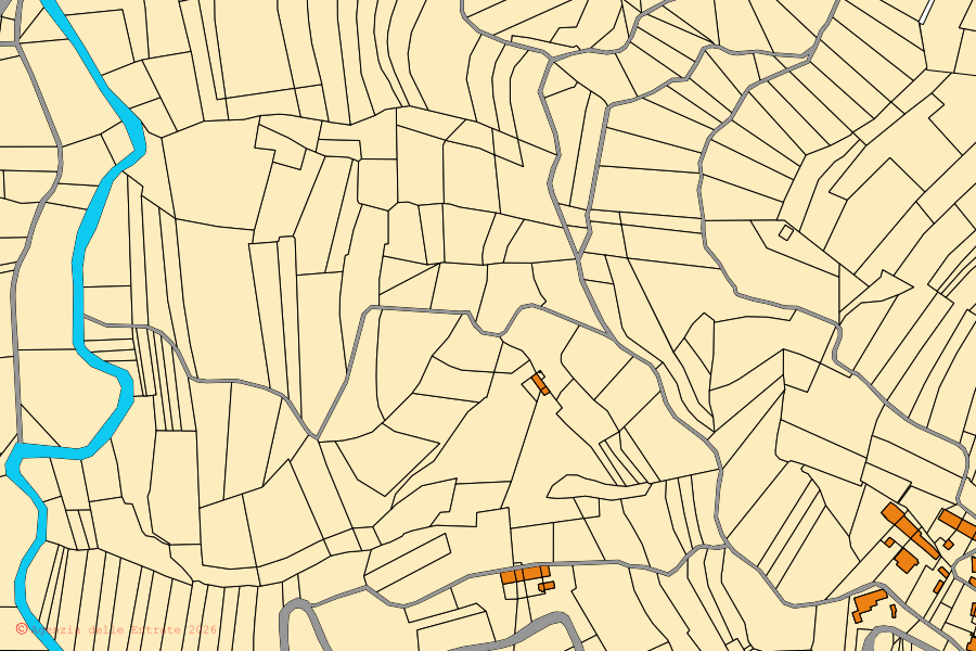 Cadastral map of the centre of Verrua Savoia: parcels and buildings, Agenzia delle Entrate cartography
