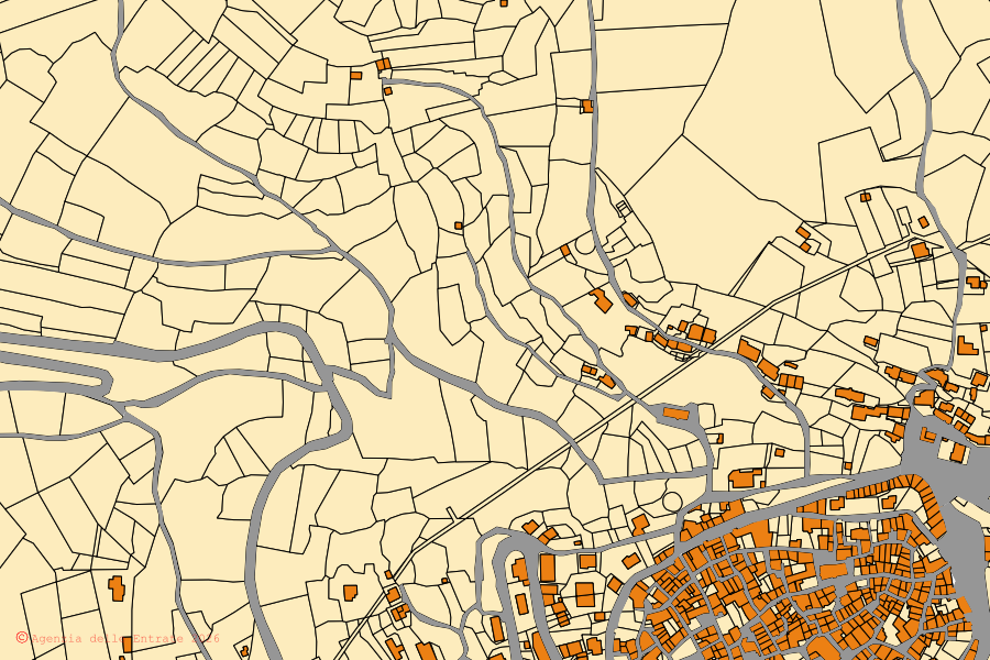 Cadastral map of the centre of Vico nel Lazio: parcels and buildings, Agenzia delle Entrate cartography