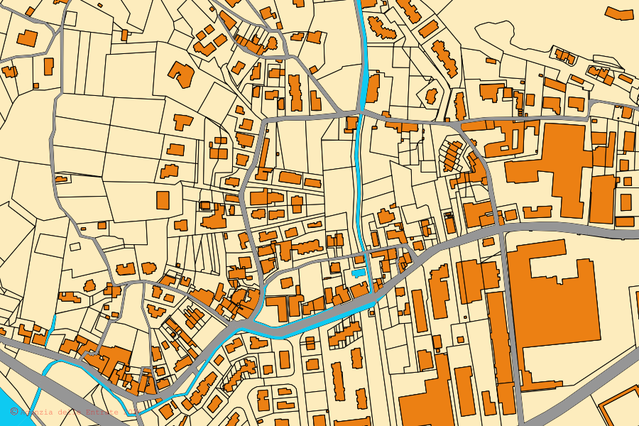 Cadastral map of the centre of Vicopisano: parcels and buildings, Agenzia delle Entrate cartography