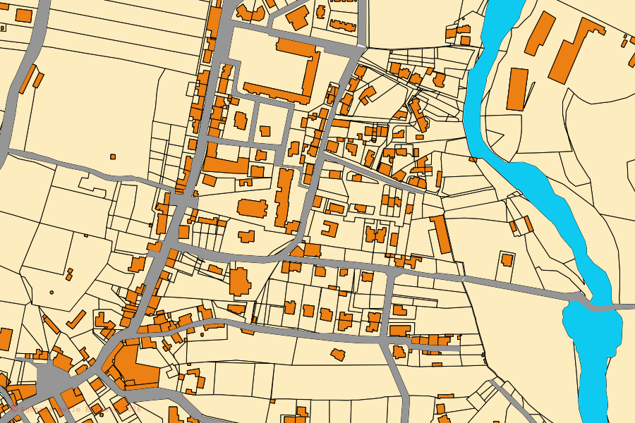 Cadastral map of the centre of Viddalba: parcels and buildings, Agenzia delle Entrate cartography