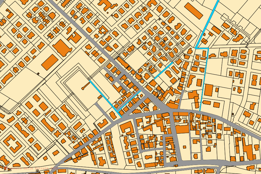Cadastral map of the centre of Vigarano Mainarda: parcels and buildings, Agenzia delle Entrate cartography