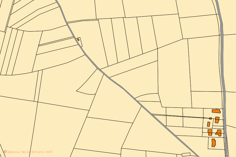 Cadastral map of the centre of Vigasio: parcels and buildings, Agenzia delle Entrate cartography