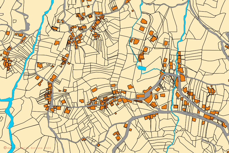 Cadastral map of the centre of Viggianello: parcels and buildings, Agenzia delle Entrate cartography