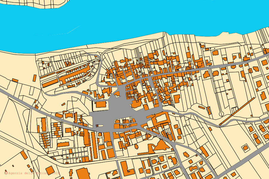 Cadastral map of the centre of Vignole Borbera: parcels and buildings, Agenzia delle Entrate cartography