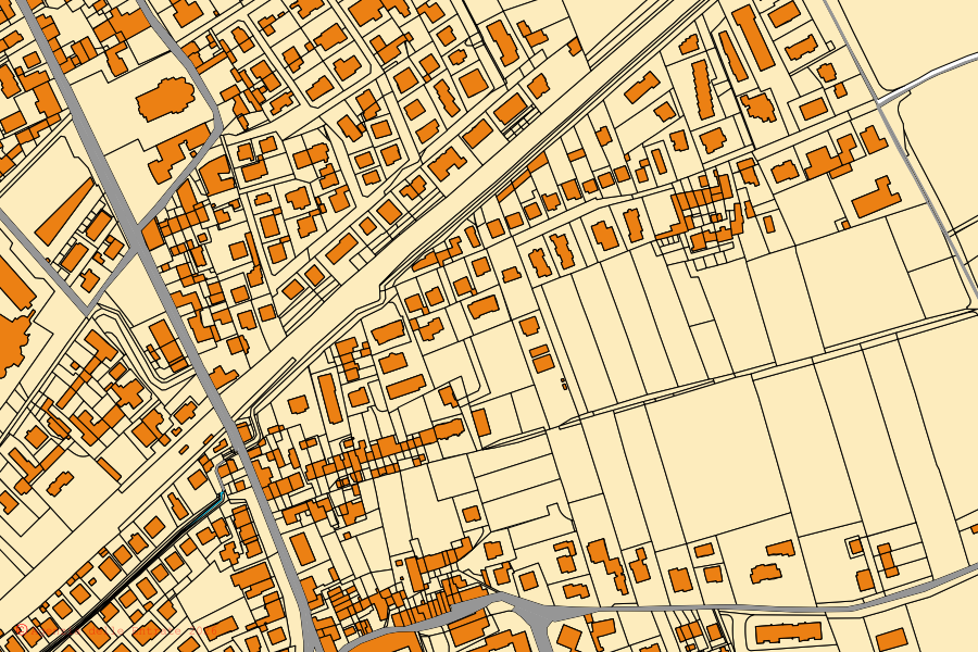 Cadastral map of the centre of Villafranca di Verona: parcels and buildings, Agenzia delle Entrate cartography