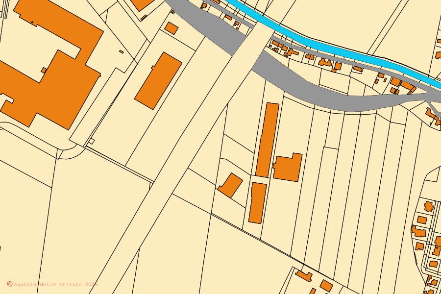 Cadastral map of the centre of Villamarzana: parcels and buildings, Agenzia delle Entrate cartography