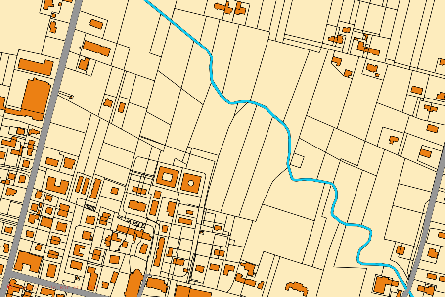 Cadastral map of the centre of Villanova di Camposampiero: parcels and buildings, Agenzia delle Entrate cartography