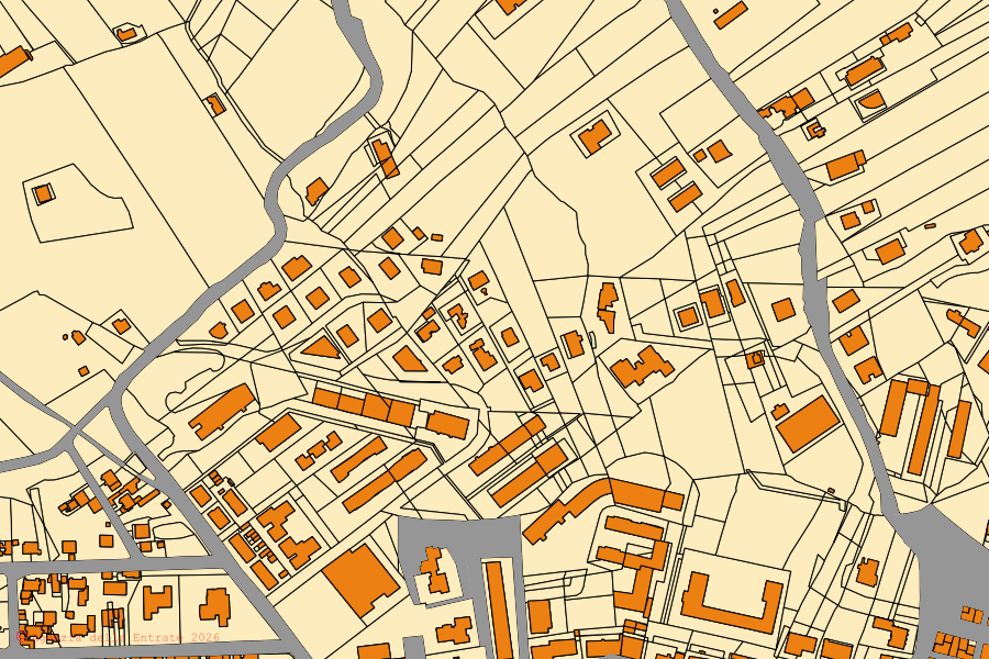 Cadastral map of the centre of Villarosa: parcels and buildings, Agenzia delle Entrate cartography