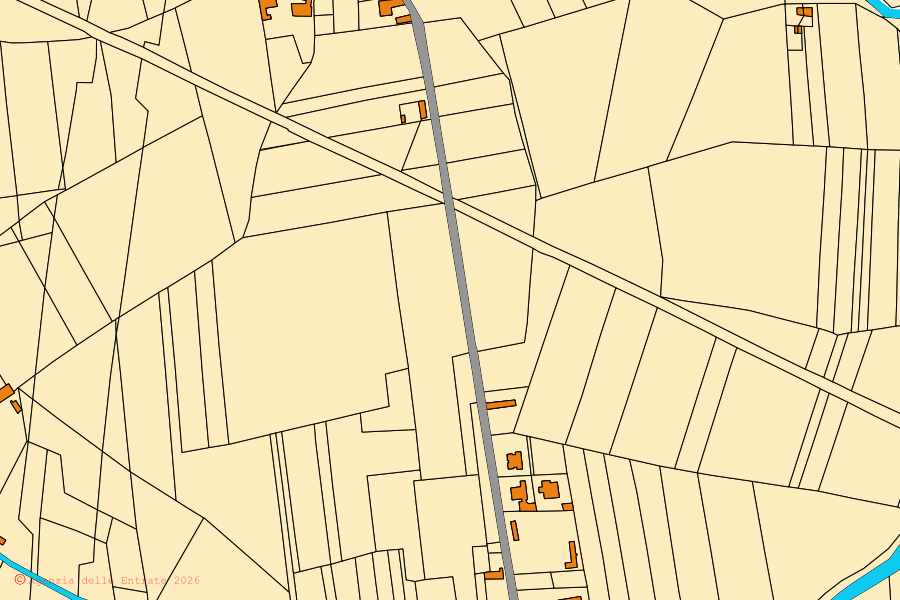 Cadastral map of the centre of Vinzaglio: parcels and buildings, Agenzia delle Entrate cartography