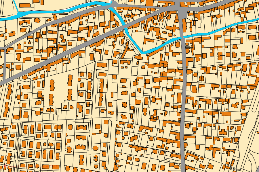 Cadastral map of the centre of Volpiano: parcels and buildings, Agenzia delle Entrate cartography