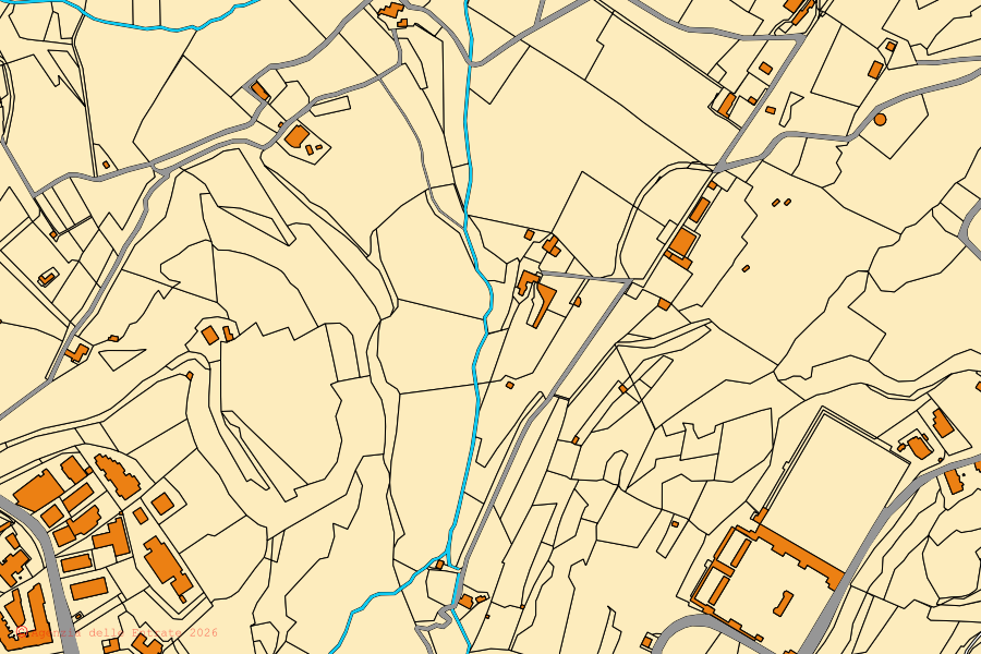 Cadastral map of the centre of Volterra: parcels and buildings, Agenzia delle Entrate cartography