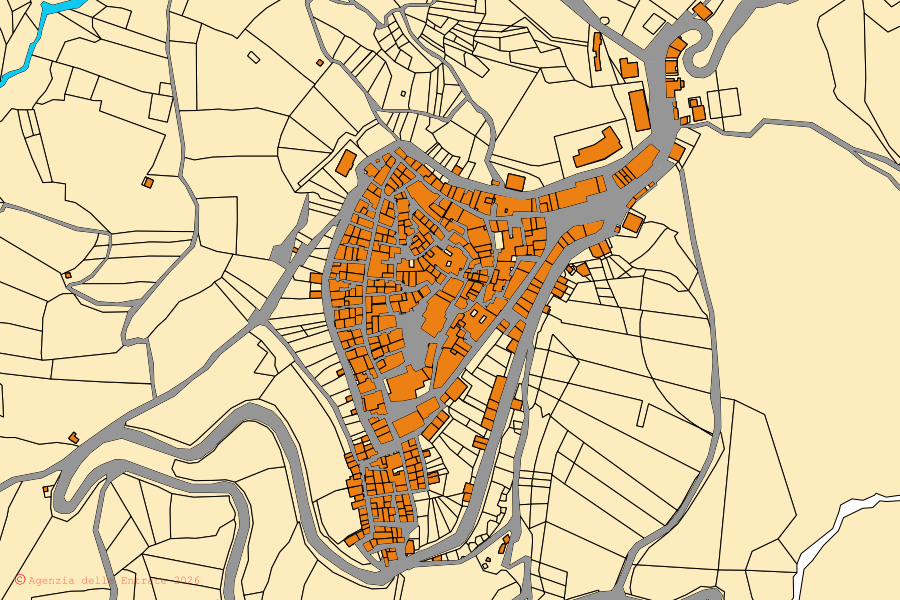 Cadastral map of the centre of Volturara Appula: parcels and buildings, Agenzia delle Entrate cartography