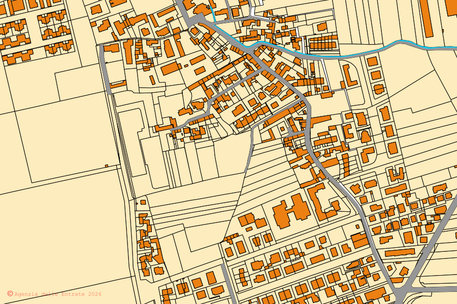 Cadastral map of the centre of Zeccone: parcels and buildings, Agenzia delle Entrate cartography