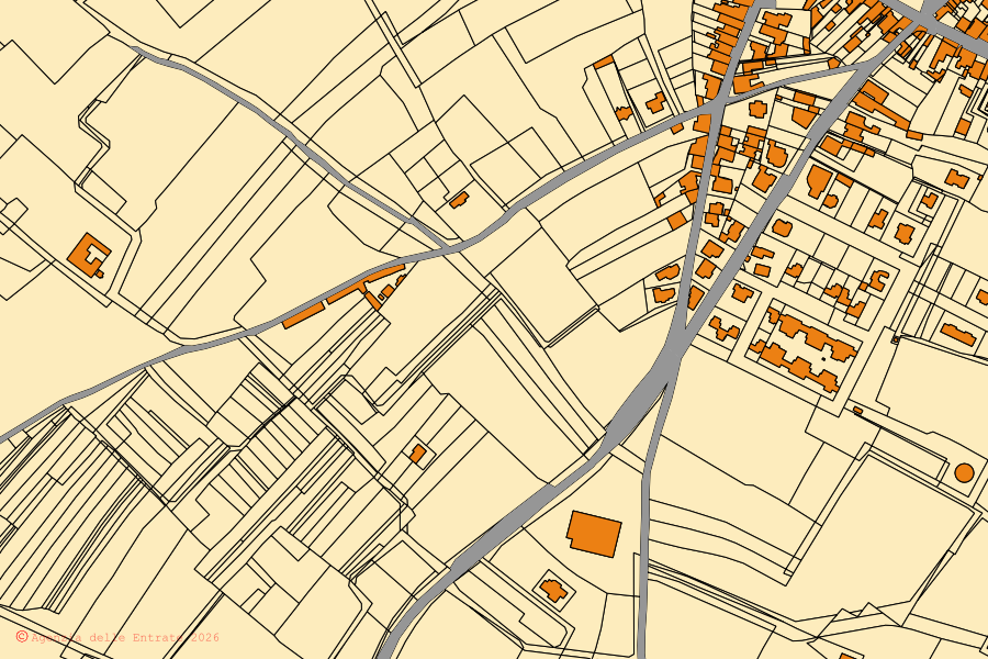 Cadastral map of the centre of Zeddiani: parcels and buildings, Agenzia delle Entrate cartography