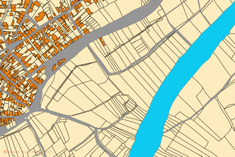 Cadastral map of the centre of Zerfaliu: parcels and buildings, Agenzia delle Entrate cartography